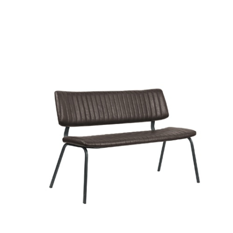 Eetkamerbank met rugleuning Gijs 120 cm donkerbruin kunstleer