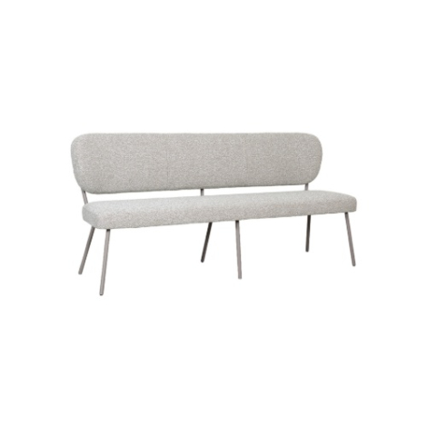Eetkamerbank met rugleuning Sem 160 cm crème bouclé, taupe poten