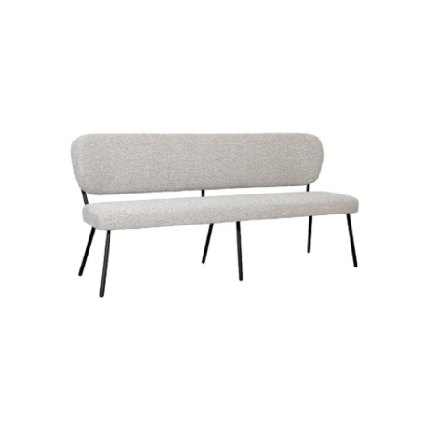 Eetkamerbank met rugleuning Sem 160 cm crème bouclé, zwarte poten