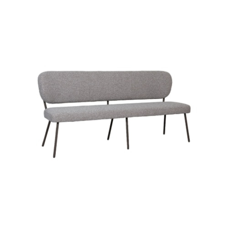 Eetkamerbank met rugleuning Sem 160 cm grijs bouclé, bronzen poten
