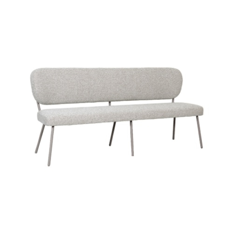 Eetkamerbank met rugleuning Sem 190 cm crème bouclé, taupe poten