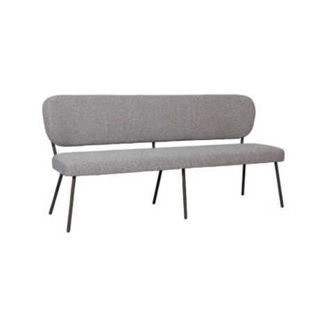 Eetkamerbank met rugleuning Sem 190 cm grijs bouclé, bronzen poten