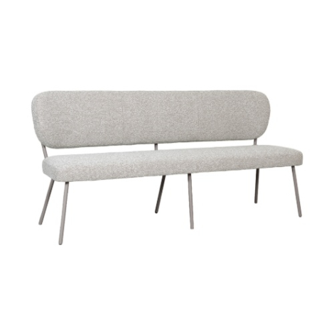 Eetkamerbank met rugleuning Sem 220 cm crème bouclé, taupe poten