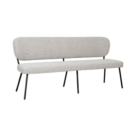 Eetkamerbank met rugleuning Sem 220 cm crème bouclé, zwarte poten