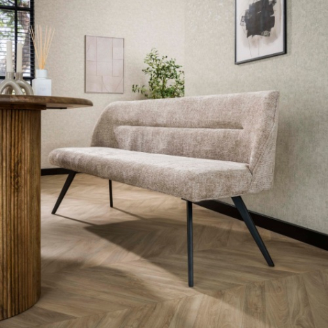 Eetkamerbank Yuna beige chenille zonder armleuningen - sfeerfoto