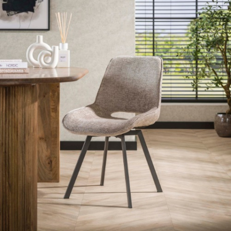 Eetkamerstoel draaibaar Asta beige chenille zonder armleuning - sfeerfoto