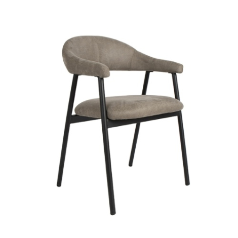 Eetkamerstoel Arjen taupe micro-suède met zwart frame