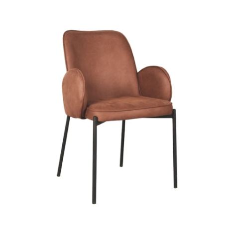 Eetkamerstoel Joost cognac microvezel met armleuning