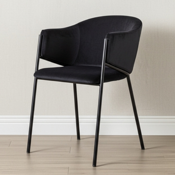 Eetkamerstoel met armleuning velvet zwart.