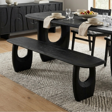 Eettafel bankje zwart hout.