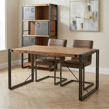 Eettafel industrieel 140 cm.