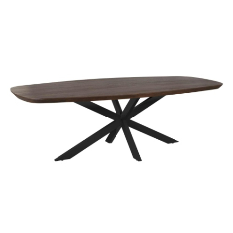Eettafel Madison Deens ovaal bruin mangohout 200 cm met zwarte kruispoot