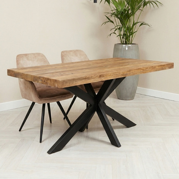 Eettafel mangohout 160 cm met spinpoot