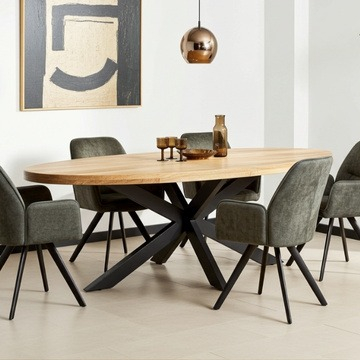 Eettafel mangohout ovaal 240 cm.