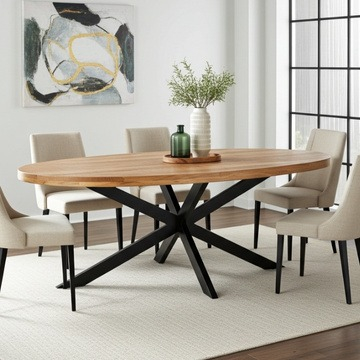 Eettafel mangohout ovaal 220 cm.