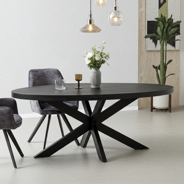 Eettafel ovaal zwart 180 cm.
