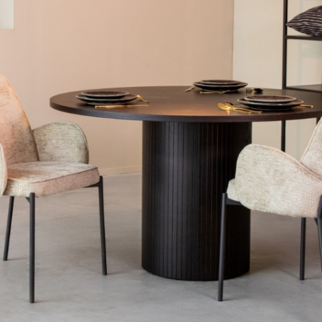 Ronde eettafel Olivier eikenlook 130 cm zwart