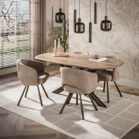Eettafel met spinpoot 180 cm Alma mangohout naturel - sfeerfoto