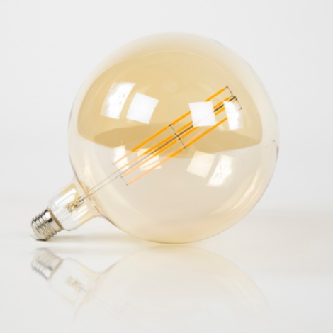 Extra grote LED filamentlamp bol 20 cm E27 amber - vooraanzicht