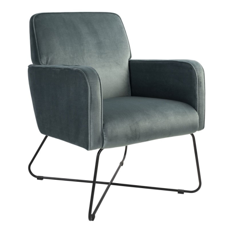 Fauteuil bas, fauteuil barista met zwart metalen frame