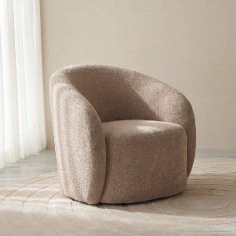 Ronde fauteuil met armleuning Annelot beige