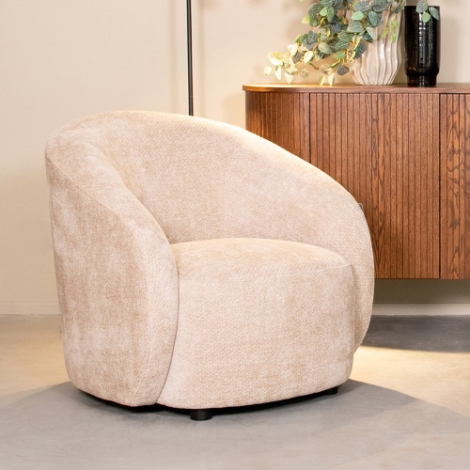 Ronde fauteuil met armleuning Annelot crème