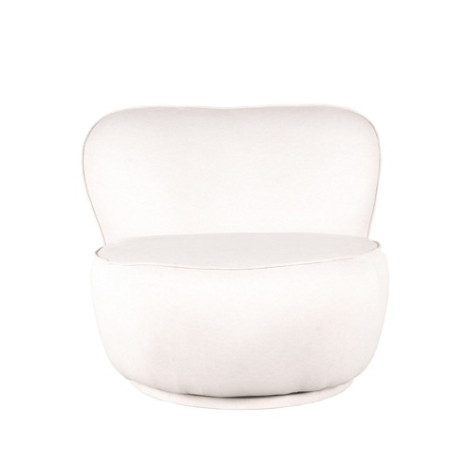 Ronde fauteuil Babette gebroken wit met zachte stof