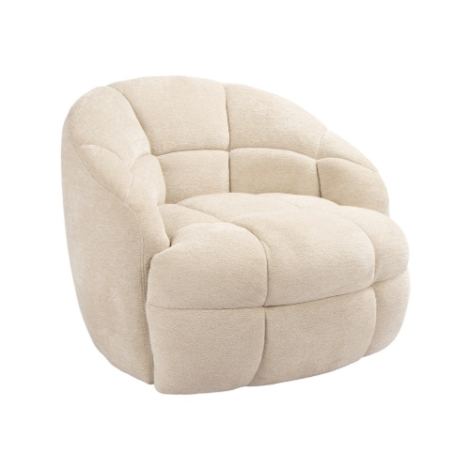 Ronde fauteuil Bente crème met doorgestikte banen