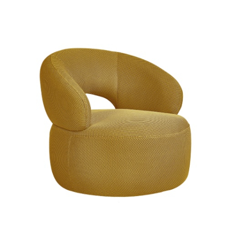 Ronde fauteuil Sofie okergeel met open rug