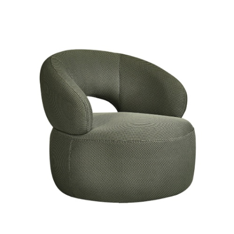 Ronde fauteuil Sofie olijfgroen met open rug