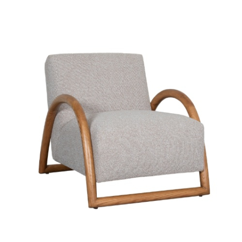 Fauteuil Vivian crème bouclé met eikenhouten frame