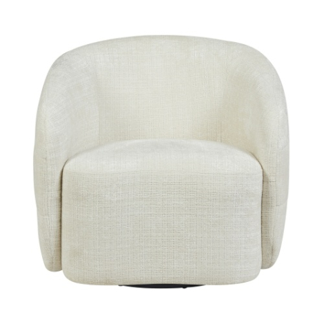 Fauteuil Yara off white met ronde armleuningen en draaivoet