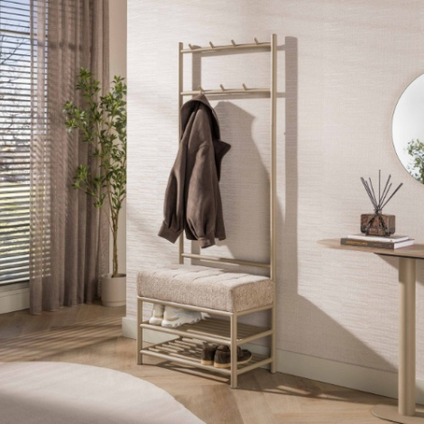 Garderobebank met kapstok Selo 70 cm beige - sfeerfoto