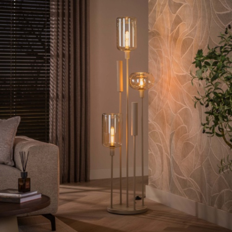Getrapte vloerlamp 5 lichts met spots Nika beige - sfeerfoto