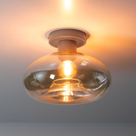 Glazen plafondlamp Rona beige 27 cm - sfeerfoto