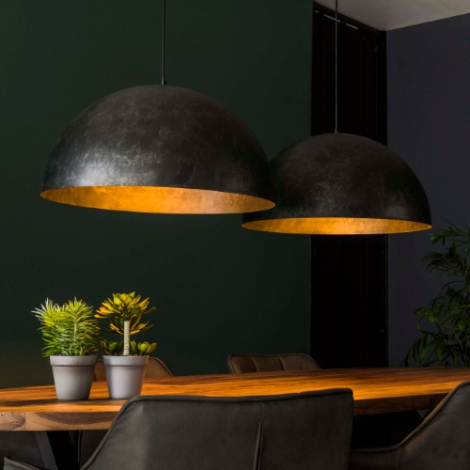 Grote hanglamp met 2 kappen van 60 cm Carmo antraciet - sfeerfoto