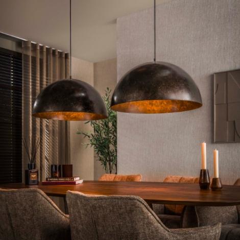 Grote hanglamp 2 lampen Ø 60 cm Carmo bruin - sfeerfoto