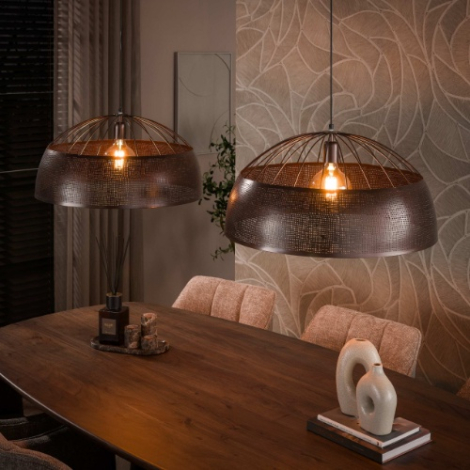 Grote hanglamp 2 lampen 60 cm Cilo antiek koper - sfeerfoto