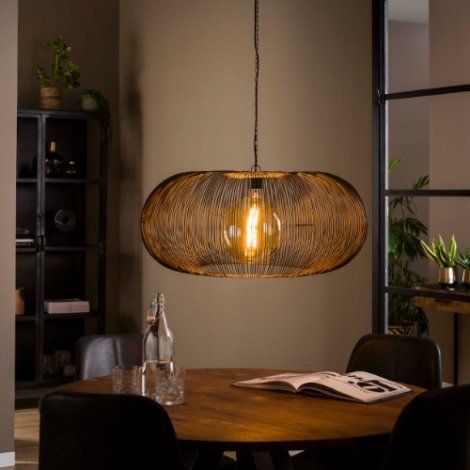 Grote hanglamp 70 cm Mirko zwart nikkel - sfeerfoto