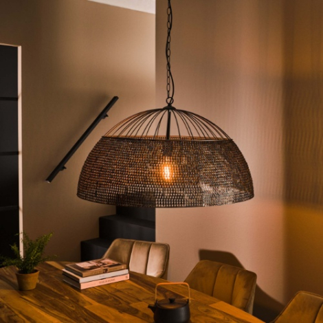 Grote hanglamp 80 cm Rosa zwart met bruin - sfeerfoto