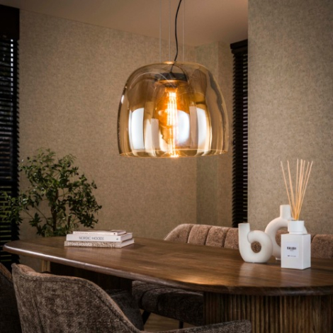 Grote hanglamp amber glas Mara XL 48 cm - sfeerfoto