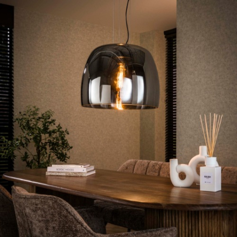 Grote hanglamp grijs smoke glas Mara XL - sfeerfoto