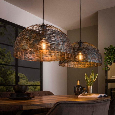 Grote hanglamp Rosa met 2 lampen zwart bruin - sfeerfoto