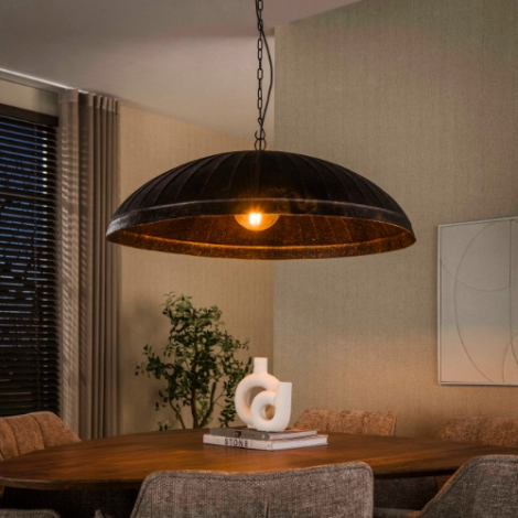 Grote industriële hanglamp 90 cm Rosi bruin - sfeerfoto
