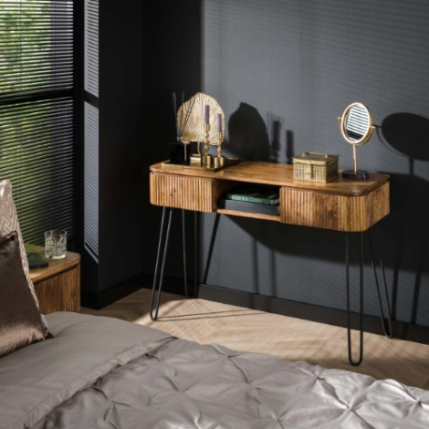 Haltafel met 2 lades 110 cm Kira naturel mangohout - sfeerfoto