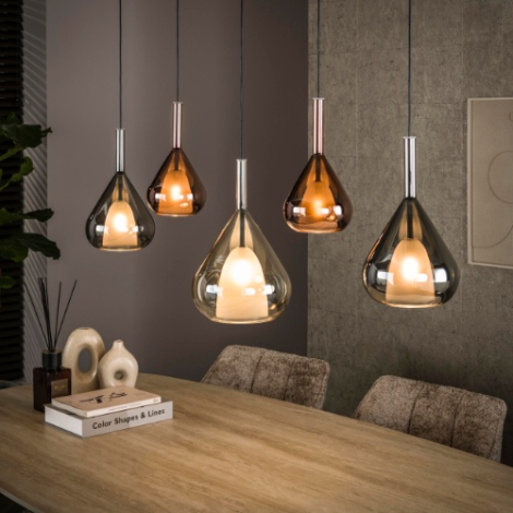 Hanglamp druppel glas met 5 lampen Gina - sfeerfoto