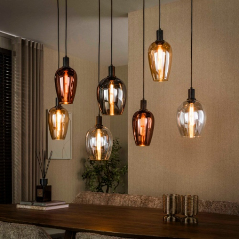 Hanglamp eettafel hotel chique Stina met 7 lampen - sfeerfoto