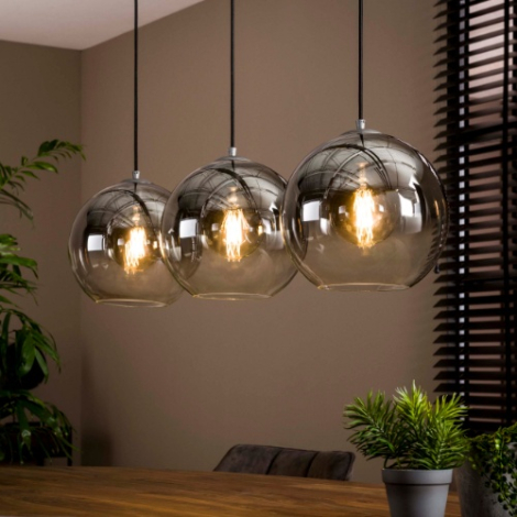 Hanglamp glazen bollen oud zilver 3 lampen Lotta - sfeerfoto