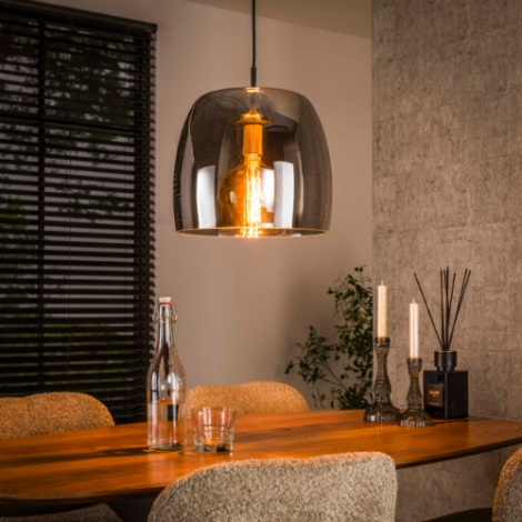 Hanglamp grijs smoke glas Mara 35 cm - sfeerfoto