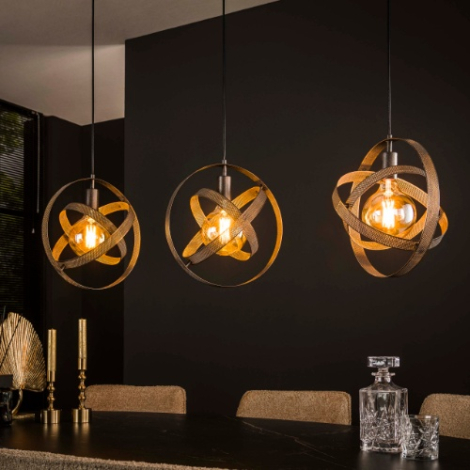 Hanglamp met ringen zwart 3 lampen Enna - sfeerfoto